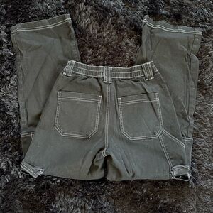 Goth/Punk Almost Famous Black Low Waisted Pants with White Contrast Stitching